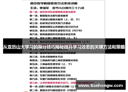 从亚历山大学习的得分技巧揭秘提升学习效率的关键方法和策略