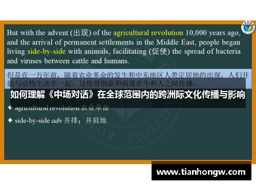 如何理解《中场对话》在全球范围内的跨洲际文化传播与影响 如何理解《中场对话》在全球范围内的跨洲际文化传播与影响
